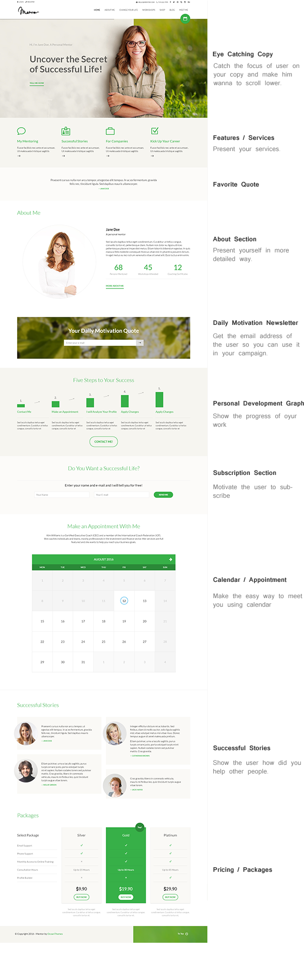 Mentor - Personal Development Coach WordPress Theme for made coaches, trainers, therapist or other profession